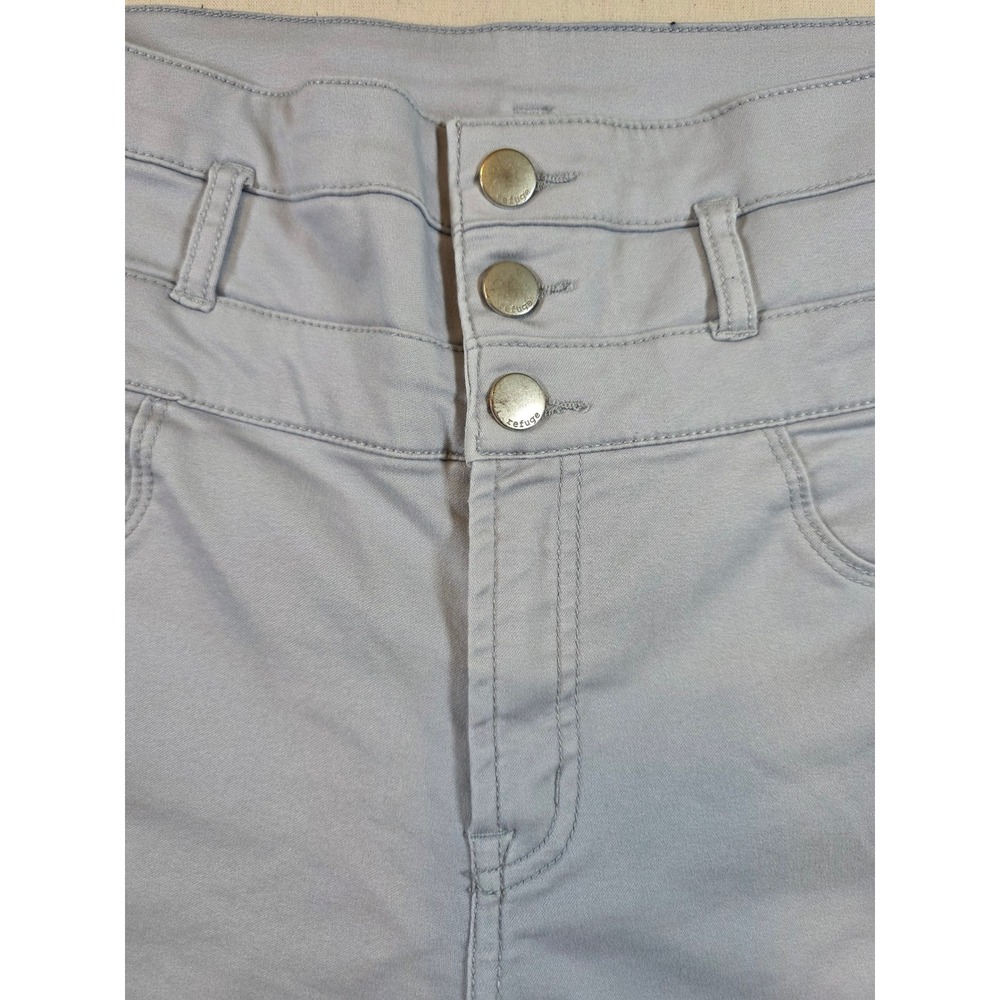 Refuge Women 14 Light Blue Skinny High Rise 3-Button Stretch Pants Cotton Blend - Picture 7 of 10